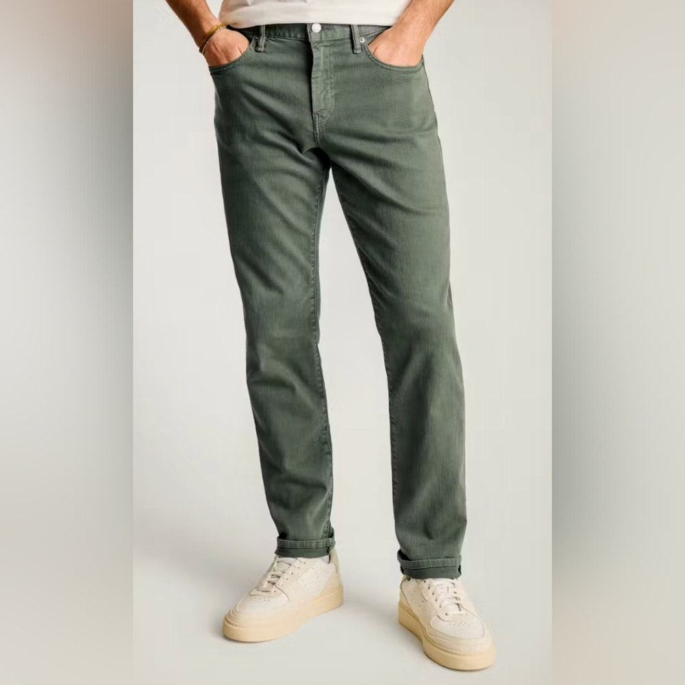 Bonobos Travel Jeans Olive Green Straight Slim Fit sz 36/34